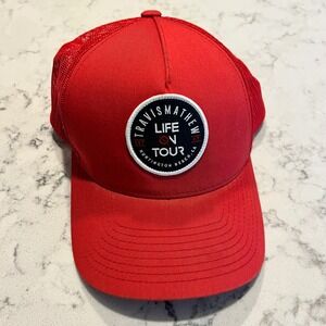 Travis‎ Mathew Life On Tour Red Flexfit Sponsorship Trucker Hat Mens